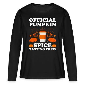 Citrouille Épices Latte Automne Halloween Citrouille Épices Épices - T-shirt manches longues Premium bio Femme - noir - Devant - Julia (174cm)
