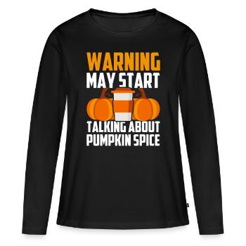 Citrouille Épices Latte Automne Halloween Citrouille Épices Épices - T-shirt manches longues Premium bio Femme - noir - Devant - Julia (174cm)
