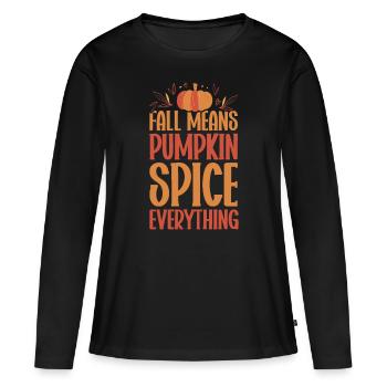 Citrouille Épices Latte Automne Halloween Citrouille Épices Épices - T-shirt manches longues Premium bio Femme - noir - Devant - Julia (174cm)