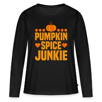 Citrouille Épices Latte Automne Halloween Citrouille Épices Épices - T-shirt manches longues Premium bio Femme - noir - Devant - Julia (174cm)