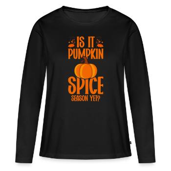 Citrouille Épices Latte Automne Halloween Citrouille Épices Épices - T-shirt manches longues Premium bio Femme - noir - Devant - Julia (174cm)