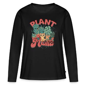 Plantes Plant Collector Plant Plant Mama - T-shirt manches longues Premium bio Femme - noir - Devant - Julia (174cm)