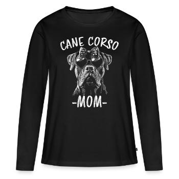 Cane Corso Italiano Maman Maman Cane Corso Cadeau - T-shirt manches longues Premium bio Femme - noir - Devant - Julia (174cm)