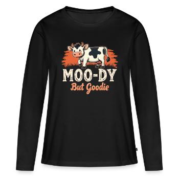Vaches Moo Vache Moo Bovins Vache laitière Fermier - T-shirt manches longues Premium bio Femme - noir - Devant - Julia (174cm)