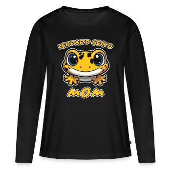 Gecko léopard disant drôle Gecko léopard cadeau - T-shirt manches longues Premium bio Femme - noir - Devant - Julia (174cm)