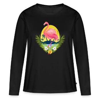Flamant - T-shirt manches longues Premium bio Femme - noir - Devant - Julia (174cm)