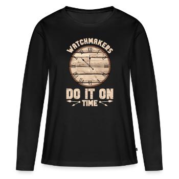 Horloger Horloger Horologues - T-shirt manches longues Premium bio Femme - noir - Devant - Julia (174cm)