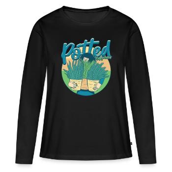 Plantes Plante Collectionneur Plante En Pot Bonheur - T-shirt manches longues Premium bio Femme - noir - Devant - Julia (174cm)