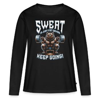 La transpiration du bodybuilder d’entraînement des jambes n’est que de la graisse qui pleure - T-shirt manches longues Premium bio Femme - noir - Devant - Julia (174cm)