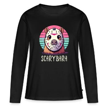 Thème drôle d’horreur Capybara australien - T-shirt manches longues Premium bio Femme - noir - Devant - Julia (174cm)
