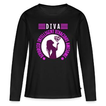 Divorce Diva - T-shirt manches longues Premium bio Femme - noir - Devant - Julia (174cm)