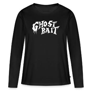 Appât fantôme Lettrage en détresse | Appât fantôme - T-shirt manches longues Premium bio Femme - noir - Devant - Julia (174cm)