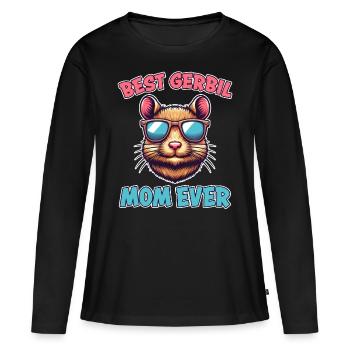 Gerbille disant Gerbille Maman Drôle Gerbille Cadeau - T-shirt manches longues Premium bio Femme - noir - Devant - Julia (174cm)