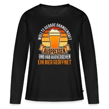 Presser le jus d’orange a accidentellement ouvert la bière - T-shirt manches longues Premium bio Femme - noir - Devant - Julia (174cm)