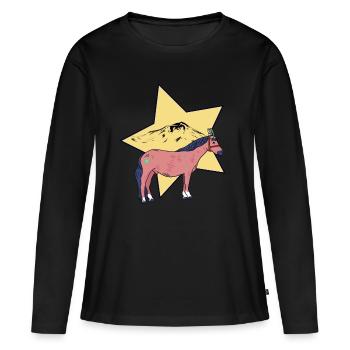 Cheval Chevaux Wild West Western Western Cheval - T-shirt manches longues Premium bio Femme - noir - Devant - Julia (174cm)