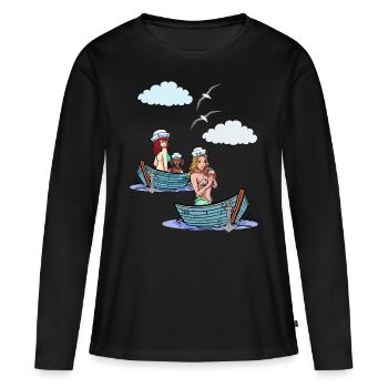 Bateau de mer Bateaux Marin Marin Marins - T-shirt manches longues Premium bio Femme - noir - Devant - Julia (174cm)