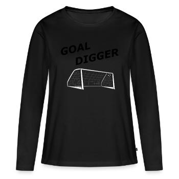 Creuseur de but - T-shirt manches longues Premium bio Femme - noir - Devant - Julia (174cm)
