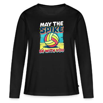 Volleyball drôle Que le Spike soit avec vous - T-shirt manches longues Premium bio Femme - noir - Devant - Julia (174cm)