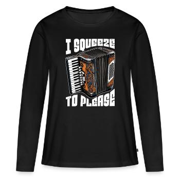 Accordéon que je presse pour plaire à un instrument de musique - T-shirt manches longues Premium bio Femme - noir - Devant - Julia (174cm)