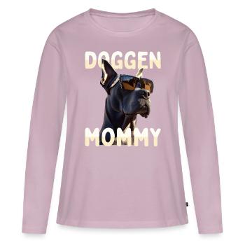 Dogue Allemand Maman Maman Fête des Mères Grand Danois Maman - T-shirt manches longues Premium bio Femme - rose poudré - Devant - Julia (174cm)