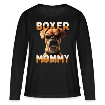 Boxer allemand Maman Fête des mères Boxer Maman - T-shirt manches longues Premium bio Femme - noir - Devant - Julia (174cm)