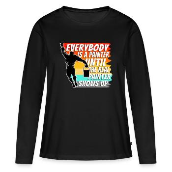 Tout le monde est peintre jusqu’au vrai peintre - T-shirt manches longues Premium bio Femme - noir - Devant - Julia (174cm)