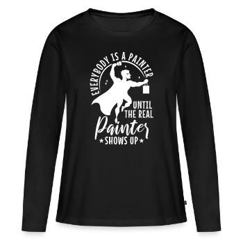 Tout le monde est peintre jusqu’au vrai peintre - T-shirt manches longues Premium bio Femme - noir - Devant - Julia (174cm)