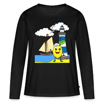 marin citron aigre marins marins marins - T-shirt manches longues Premium bio Femme - noir - Devant - Julia (174cm)