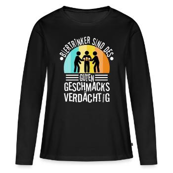 Les buveurs de bière sont soupçonnés d’avoir bon goût - T-shirt manches longues Premium bio Femme - noir - Devant - Julia (174cm)