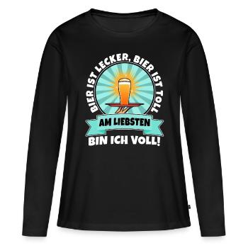 La bière est délicieuse, la bière est excellente, de préférence - T-shirt manches longues Premium bio Femme - noir - Devant - Julia (174cm)
