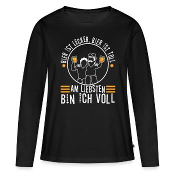 La bière est délicieuse, la bière est excellente, de préférence - T-shirt manches longues Premium bio Femme - noir - Devant - Julia (174cm)
