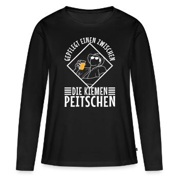 Vous fouetter entre les branchies de manière soignée - T-shirt manches longues Premium bio Femme - noir - Devant - Julia (174cm)