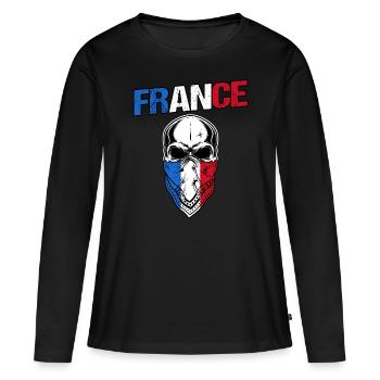 Français Français France - T-shirt manches longues Premium bio Femme - noir - Devant - Julia (174cm)