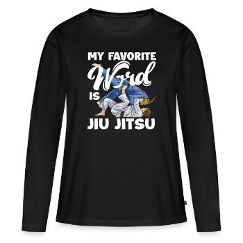 Mot préféré : Jiu Jitsu Arts Martiaux Passion - T-shirt manches longues Premium bio Femme - noir - Devant - Julia (174cm)