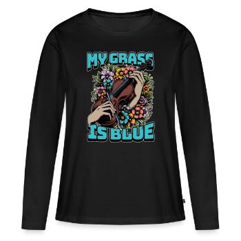 Fiddle My Grass Is Blue Music Lover Fiddle Player - Women's Premium Organic Long Sleeve Shirt - black - Front - Julia (174cm)
