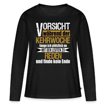 Méfiez-vous de l’humour de la semaine de balayage souabe - T-shirt manches longues Premium bio Femme - noir - Devant - Julia (174cm)