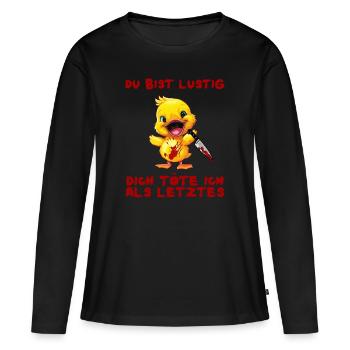 You’re Funny - Canard avec couteau Halloween - T-shirt manches longues Premium bio Femme - noir - Devant - Julia (174cm)