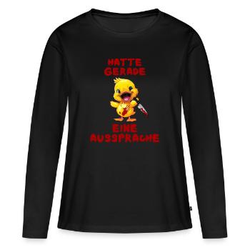 Je viens d’avoir une prononciation Canard avec couteau Halloween - T-shirt manches longues Premium bio Femme - noir - Devant - Julia (174cm)