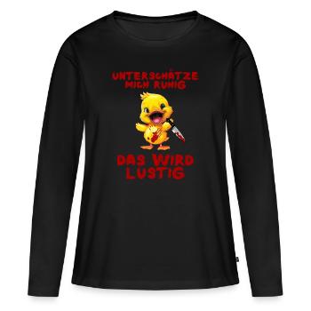 Sous-estime-moi Canard tranquille avec couteau Halloween - T-shirt manches longues Premium bio Femme - noir - Devant - Julia (174cm)