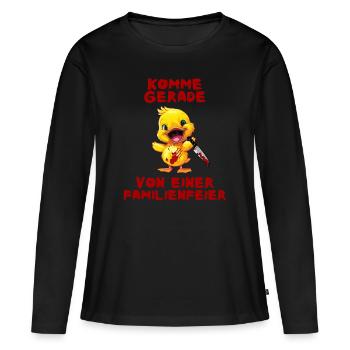 Fête de famille - Canard au couteau Halloween - T-shirt manches longues Premium bio Femme - noir - Devant - Julia (174cm)