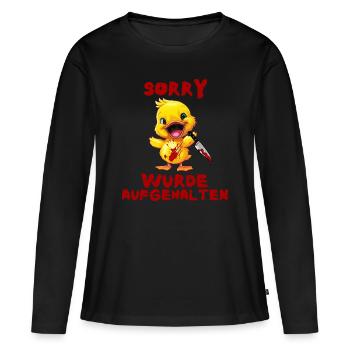 A été arrêté - Canard au couteau Halloween - T-shirt manches longues Premium bio Femme - noir - Devant - Julia (174cm)