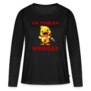 Un problème de moins - Canard au couteau Halloween - T-shirt manches longues Premium bio Femme - noir - Devant - Julia (174cm)