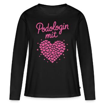 Podologin Mit Herz Fußpflege Podologin Geschenk - Frauen Premium Bio Langarmshirt - Schwarz - Vorne - Julia (174cm)