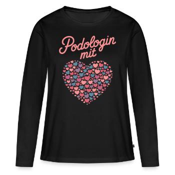 Podologin Mit Herz Fußpflege Podologin Geschenk - Frauen Premium Bio Langarmshirt - Schwarz - Vorne - Julia (174cm)