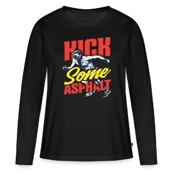 Kick Some Asphalt Runner Motif - T-shirt manches longues Premium bio Femme - noir - Devant - Julia (174cm)