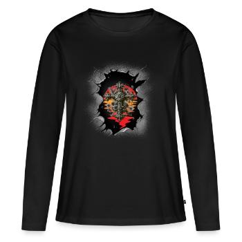 Croix, Croix, Crucifix, Halloween, Occulte, Spirituel - T-shirt manches longues Premium bio Femme - noir - Devant - Julia (174cm)