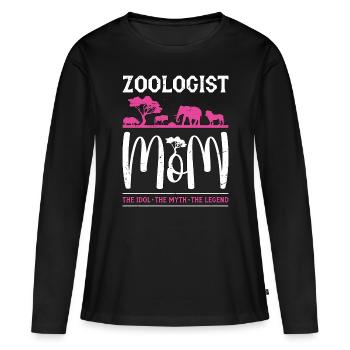 Zoologiste Maman L’idole Le mythe L’ornithologue - T-shirt manches longues Premium bio Femme - noir - Devant - Julia (174cm)