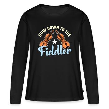 Fiddle Bow Down to the Fiddler String Instrument - Women's Premium Organic Long Sleeve Shirt - black - Front - Julia (174cm)