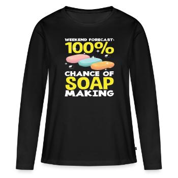 Prédiction du week-end : 100 % de chances de - T-shirt manches longues Premium bio Femme - noir - Devant - Julia (174cm)