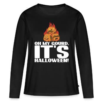 Oh ma gourde, c’est le design d’Halloween - T-shirt manches longues Premium bio Femme - noir - Devant - Julia (174cm)